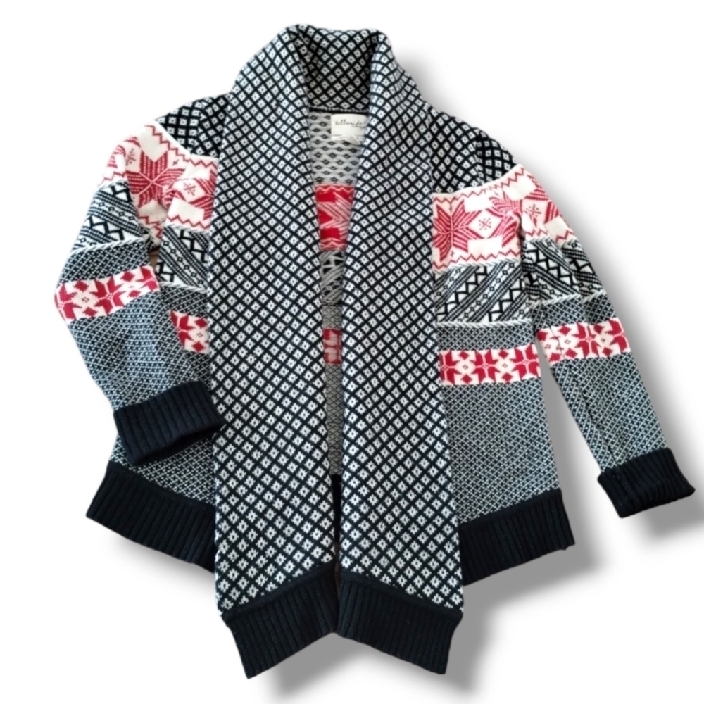 Y2K Fair Isle Lambswool Cardigan Nordic Ski Sweater Small - Picture 7 of 7